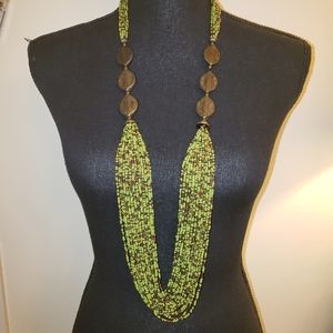 Green, Brown, and Copper Beaded Necklace